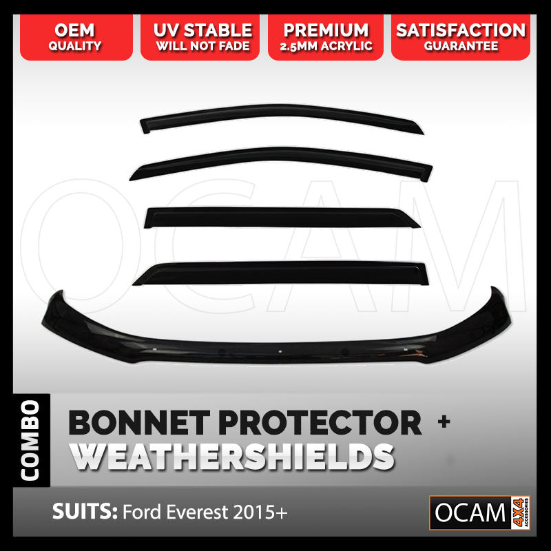 Bonnet Protector & Weathershields for Ford Everest UA 2015-22 Visors – additional photo