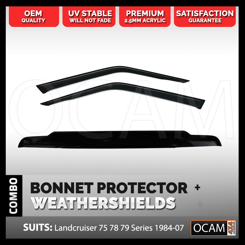 Bonnet Protector Weathershields 2pc For Toyota Landcruiser 70 75 78 79 Series, 1984-06 – additional photo
