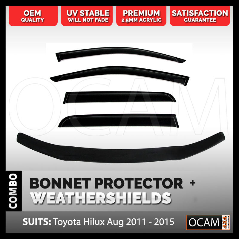 Bonnet Protector, Weathershields For Toyota Hilux N70 08/2011-15 Window Visors – additional photo