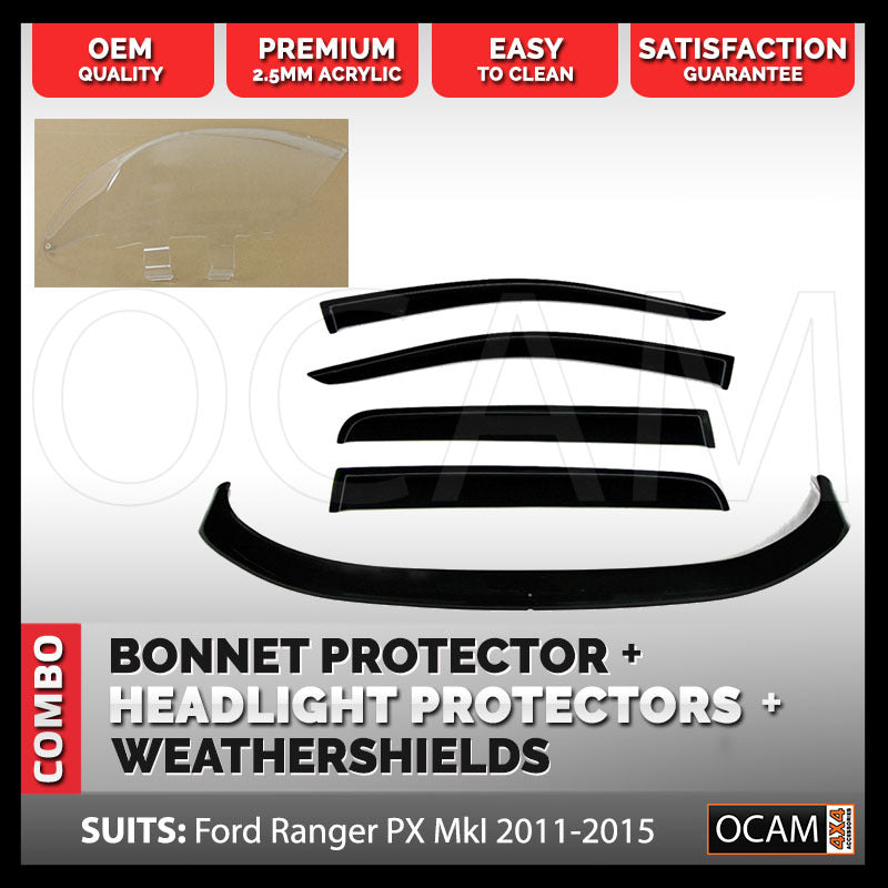 Bonnet, Headlight Protectors, Weathershields for Ford Ranger PX 2011-2015 – additional photo
