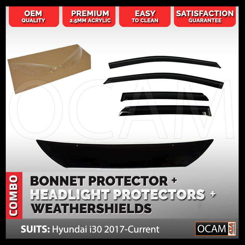 Bonnet, Headlight Protectors, Weathershields for Hyundai i30 2017-06/2020 – additional photo