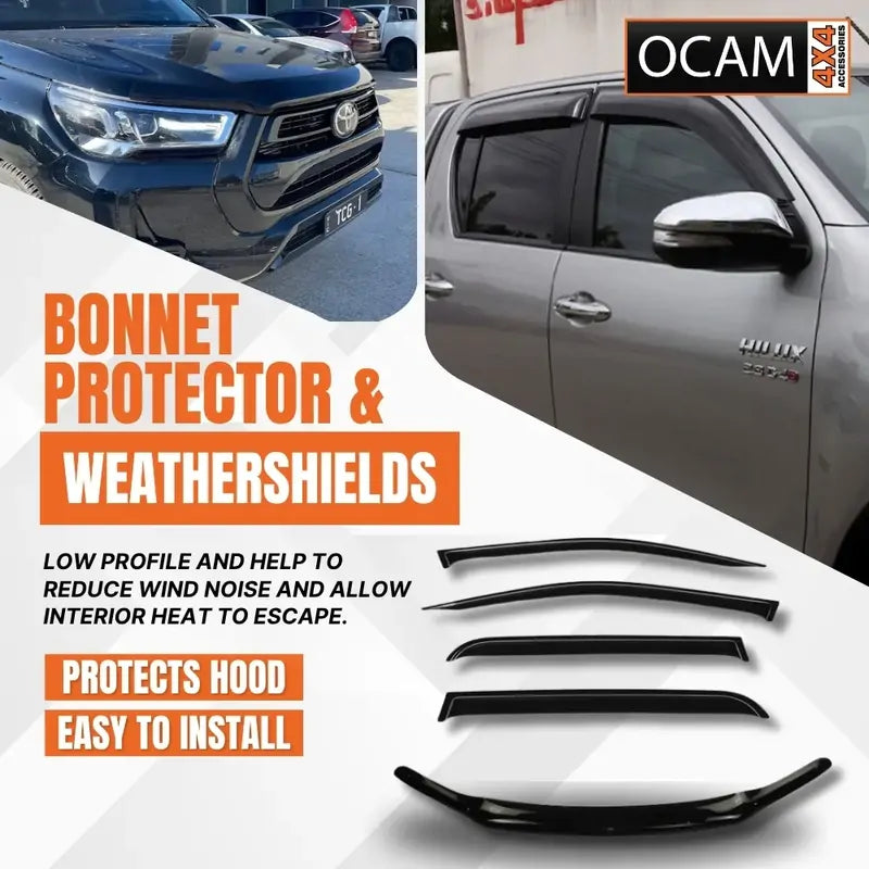 Bonnet Protector, Weathershields For Toyota Hilux 2021-11/2025 Visors – additional photo