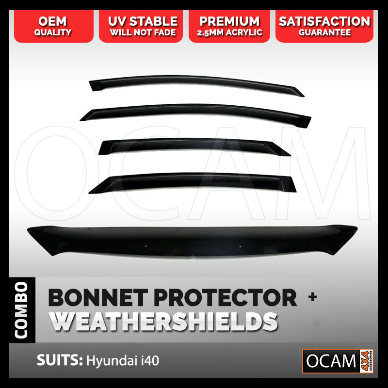 Bonnet Protector, Weathershields For Hyundai i40 Sedan Window Visors – additional photo