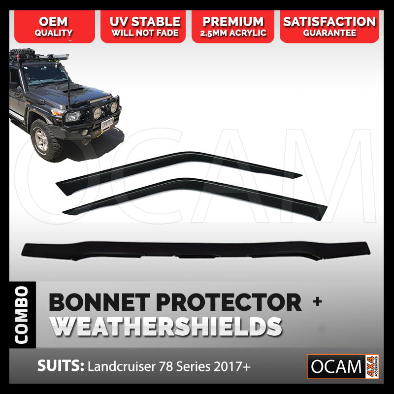 Bonnet Protector Weathershields 2pc For Toyota Landcruiser 78 Series 2017-23 Troop – additional photo