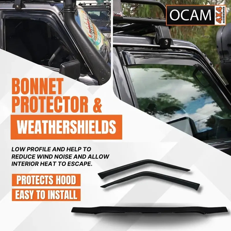 Bonnet Protector Weathershields 2pc For Toyota Landcruiser 78 Series, Troop 2007-16 – additional photo