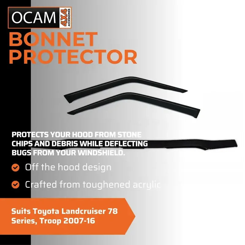Bonnet Protector Weathershields 2pc For Toyota Landcruiser 78 Series, Troop 2007-16 – additional photo