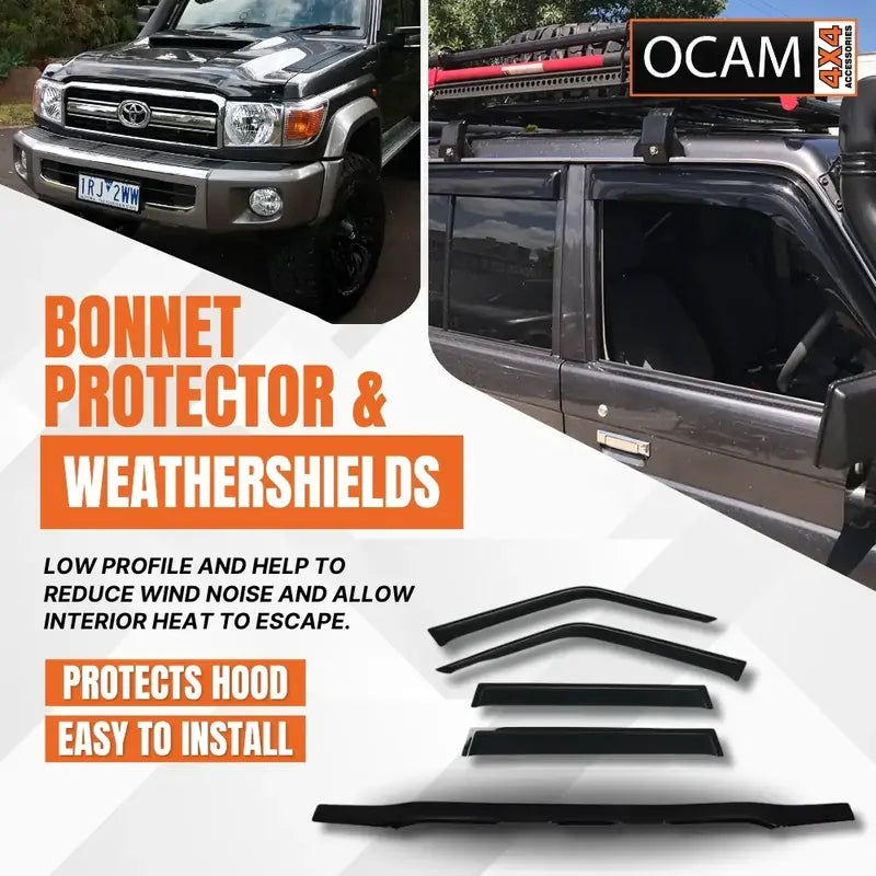 Bonnet Protector, Weathershields For Toyota Landcruiser 70 76 79 Series, 2007-16 – additional photo