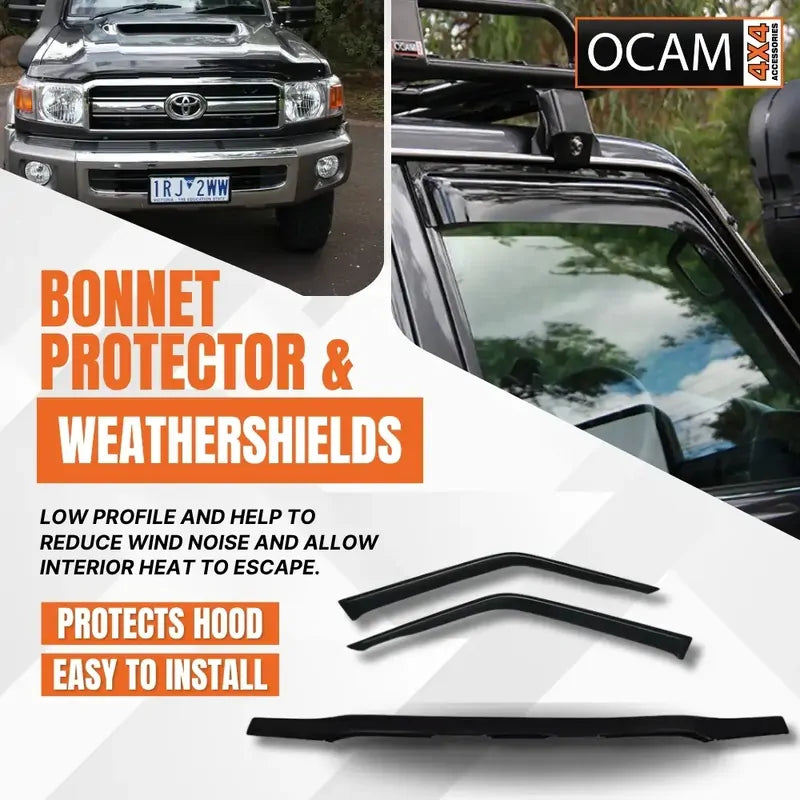 Bonnet Protector Weathershields 2pc For Toyota Landcruiser 79 Series 2017-10/2023 – additional photo