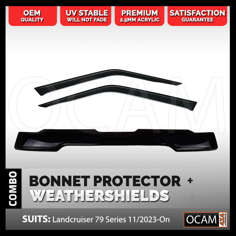 Bonnet Protector Weathershields 2pc For Toyota Landcruiser 79 Series 11/2023-Current – additional photo