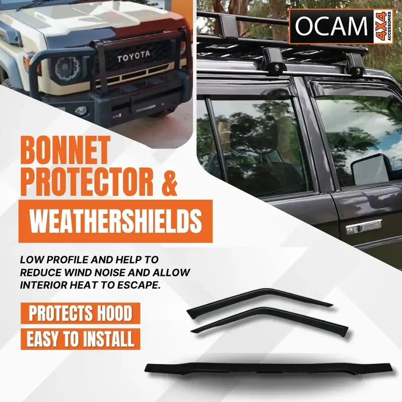 Bonnet Protector Weathershields 2pc For Toyota Landcruiser 79 Series 11/2023-Current – additional photo