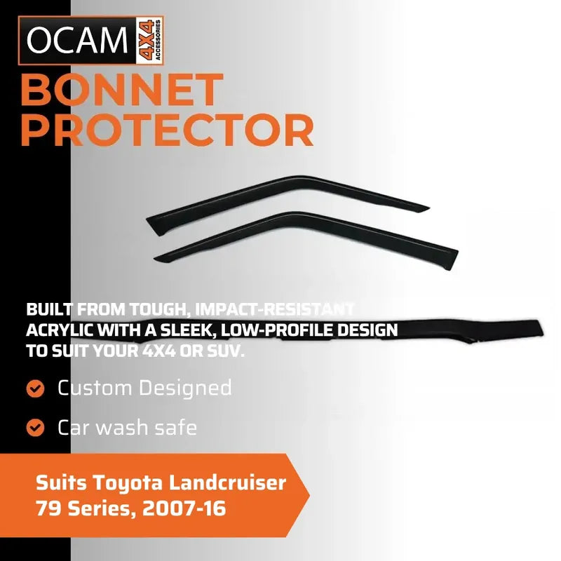 Bonnet Protector Weathershields 2pc For Toyota Landcruiser 79 Series, 2007-16 – additional photo