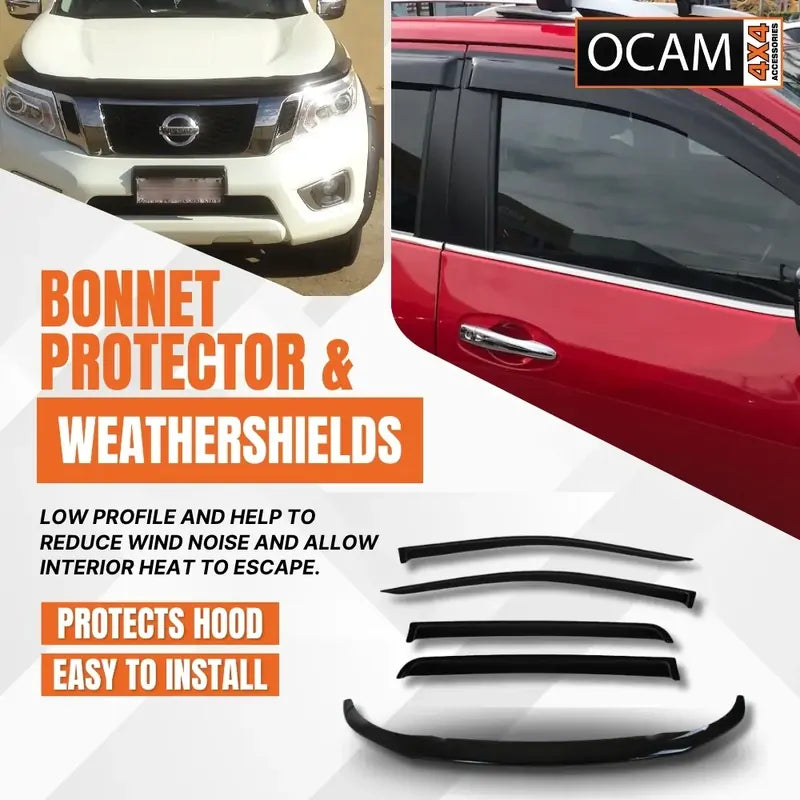 Bonnet Protector & Weathershields for Nissan Navara NP300 07/2015-02/2021 D23 Sedan 4pc – additional photo