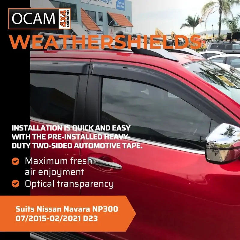 Bonnet Protector & Weathershields for Nissan Navara NP300 07/2015-02/2021 D23 Sedan 4pc – additional photo