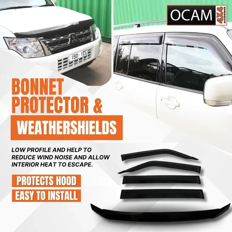 Bonnet Protector, Weathershields For Mitsubishi Pajero NS NT NW NX 2007-21 Visors – additional photo