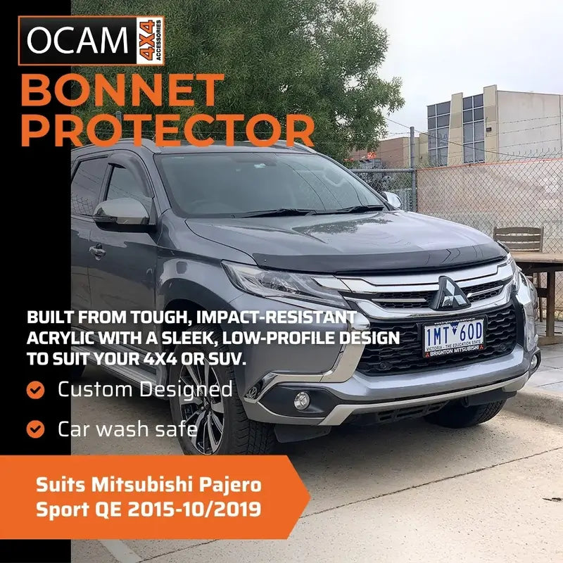 Bonnet Protector & Weathershields for Mitsubishi Pajero Sport QE 2015-10/2019 Tinted Guard – additional photo