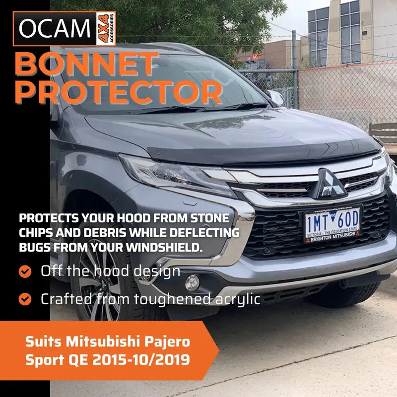 Bonnet Protector & Weathershields for Mitsubishi Pajero Sport QE 2015-10/2019 Tinted Guard – additional photo