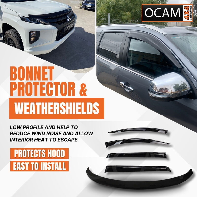 Bonnet Protector & Weathershields for Mitsubishi Pajero Sport QF 11/2019 - 03/2024 Tinted Guard – additional photo