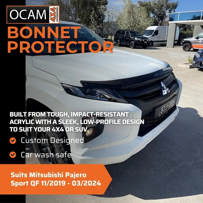 Bonnet Protector & Weathershields for Mitsubishi Pajero Sport QF 11/2019 - 03/2024 Tinted Guard – additional photo
