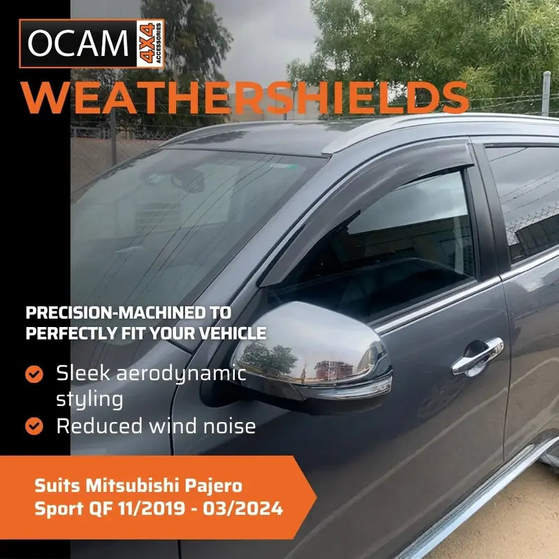 Bonnet Protector & Weathershields for Mitsubishi Pajero Sport QF 11/2019 - 03/2024 Tinted Guard – additional photo