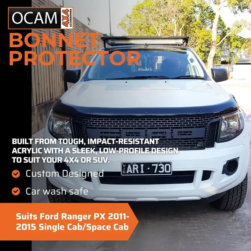 Bonnet Protector, Weathershields for Ford Ranger PX 2011-2015 Single Cab/Space Cab Visors – additional photo