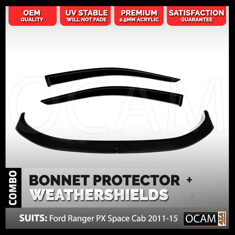 Bonnet Protector, Weathershields for Ford Ranger PX 2011-2015 Single Cab/Space Cab Visors – additional photo