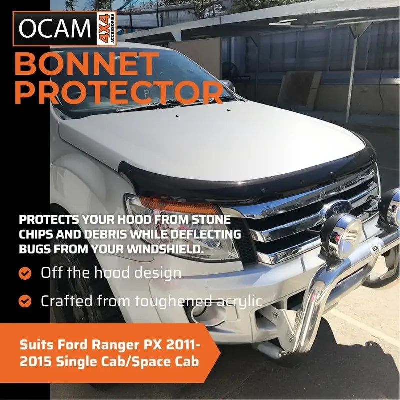 Bonnet Protector, Weathershields for Ford Ranger PX 2011-2015 Single Cab/Space Cab Visors – additional photo