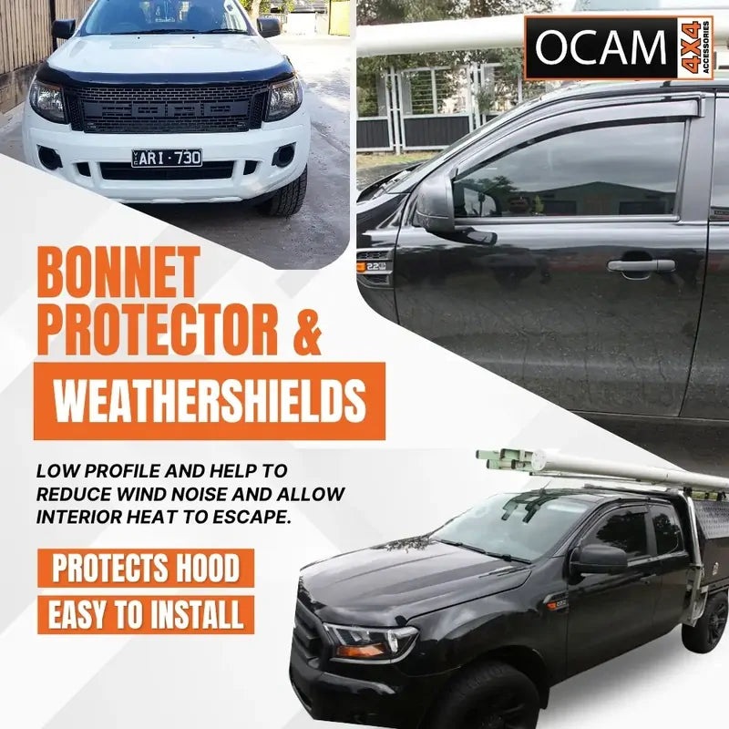 Bonnet Protector, Weathershields for Ford Ranger PX 2011-2015 Single Cab/Space Cab Visors – additional photo