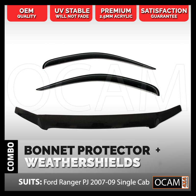 Bonnet Protector, Weathershields for Ford Ranger PJ 2007-2009 Single Super Cab Window Visors – additional photo