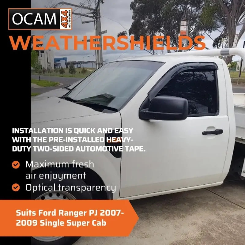 Bonnet Protector, Weathershields for Ford Ranger PJ 2007-2009 Single Super Cab Window Visors – additional photo