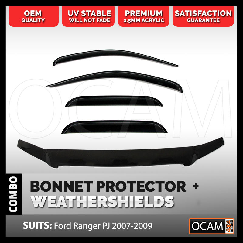 Bonnet Protector, Weathershields for Ford Ranger PJ 2007-2009 Window Visors – additional photo
