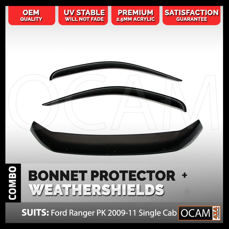 Bonnet Protector, Weathershields for Ford Ranger PK Single Super Cab 2009-2011 Window Visors – additional photo