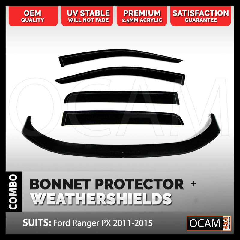 Bonnet Protector, Weathershields for Ford Ranger PX 2011-2015 Window Visors – additional photo