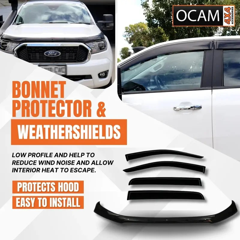 Bonnet Protector, Weathershields for Ford Ranger PX MKII PX MKIII 2015-06/2022, Raptor, Visors – additional photo