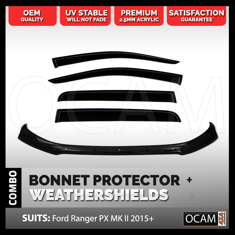 Bonnet Protector, Weathershields for Ford Ranger PX MKII PX MKIII 2015-06/2022, Raptor, Visors – additional photo