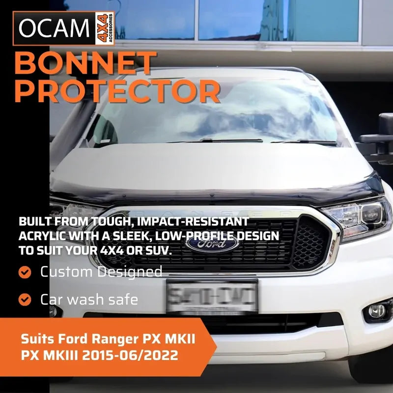 Bonnet Protector, Weathershields for Ford Ranger PX MKII PX MKIII 2015-06/2022, Raptor, Visors – additional photo