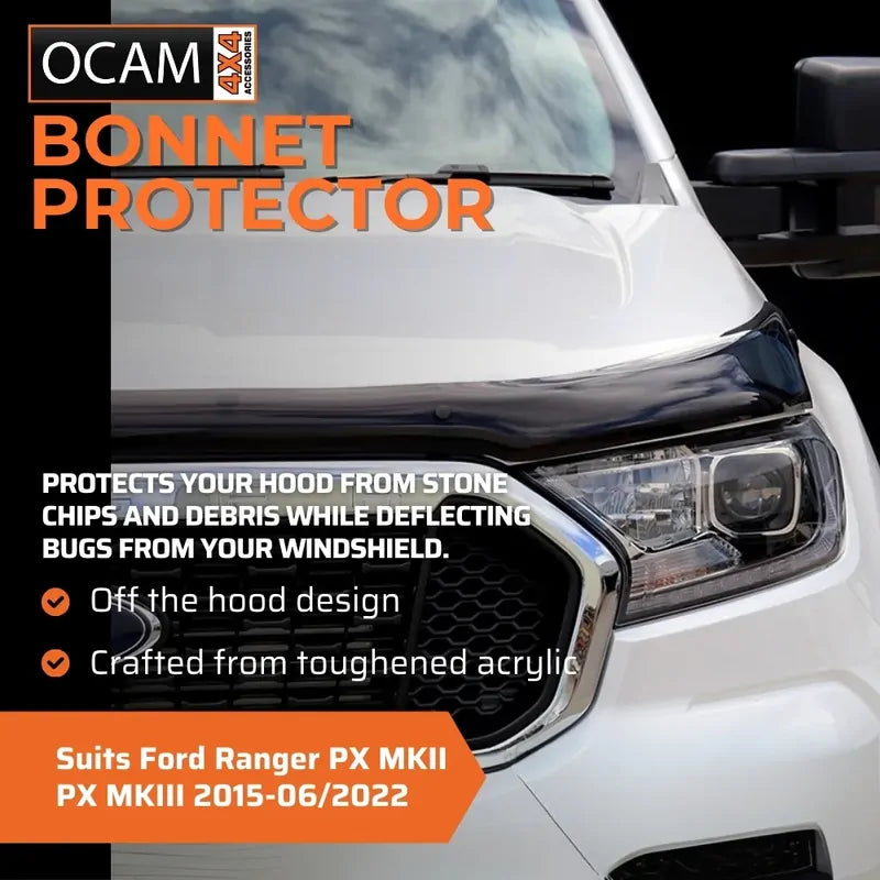 Bonnet Protector, Weathershields for Ford Ranger PX MKII PX MKIII 2015-06/2022, Raptor, Visors – additional photo