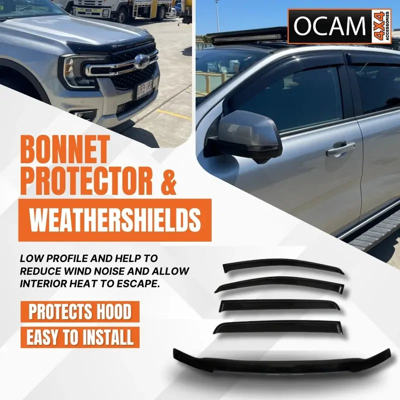 Bonnet Protector, Weathershields for Ford Ranger, Raptor, Next-Gen 07/2022+ Window Visors – additional photo