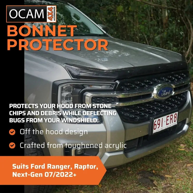 Bonnet Protector, Weathershields for Ford Ranger, Raptor, Next-Gen 07/2022+ Window Visors – additional photo
