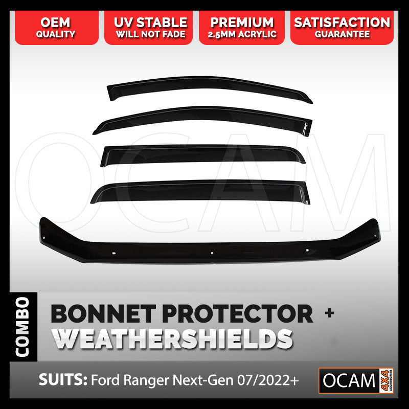 Bonnet Protector, Weathershields for Ford Ranger, Raptor, Next-Gen 07/2022+ Window Visors – additional photo