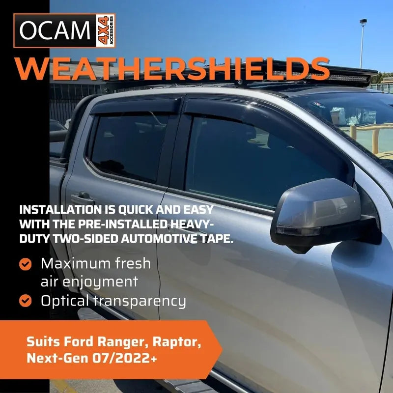 Bonnet Protector, Weathershields for Ford Ranger, Raptor, Next-Gen 07/2022+ Window Visors – additional photo