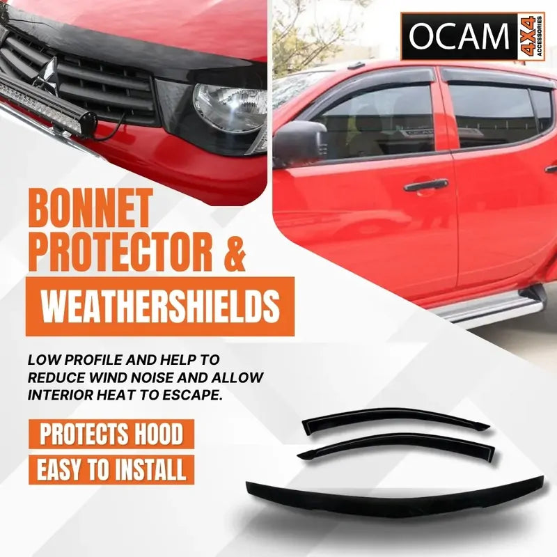 Bonnet Protector, Weathershields For Mitsubishi Triton ML MN 2006-04/2015 Cab – additional photo