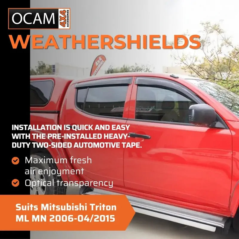 Bonnet Protector, Weathershields For Mitsubishi Triton ML MN 2006-04/2015 Cab – additional photo