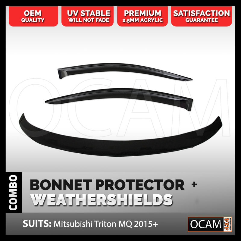 Bonnet Protector, Weathershields For Mitsubishi Triton MQ 05/2015-11/2018 Cab Chassis – additional photo