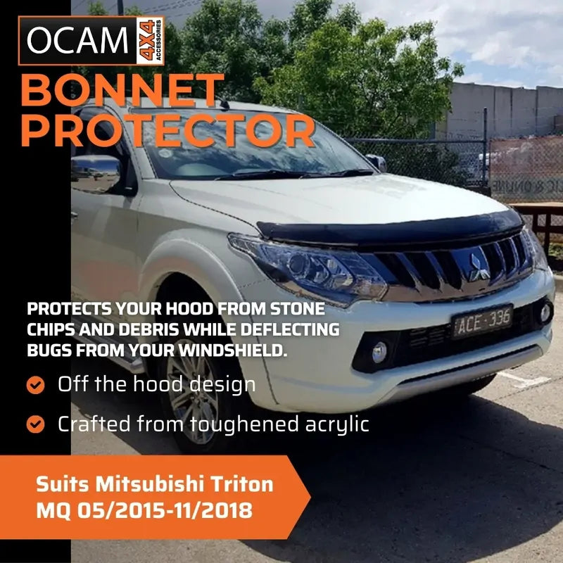 Bonnet Protector, Weathershields For Mitsubishi Triton MQ 05/2015-11/2018 Cab Chassis – additional photo