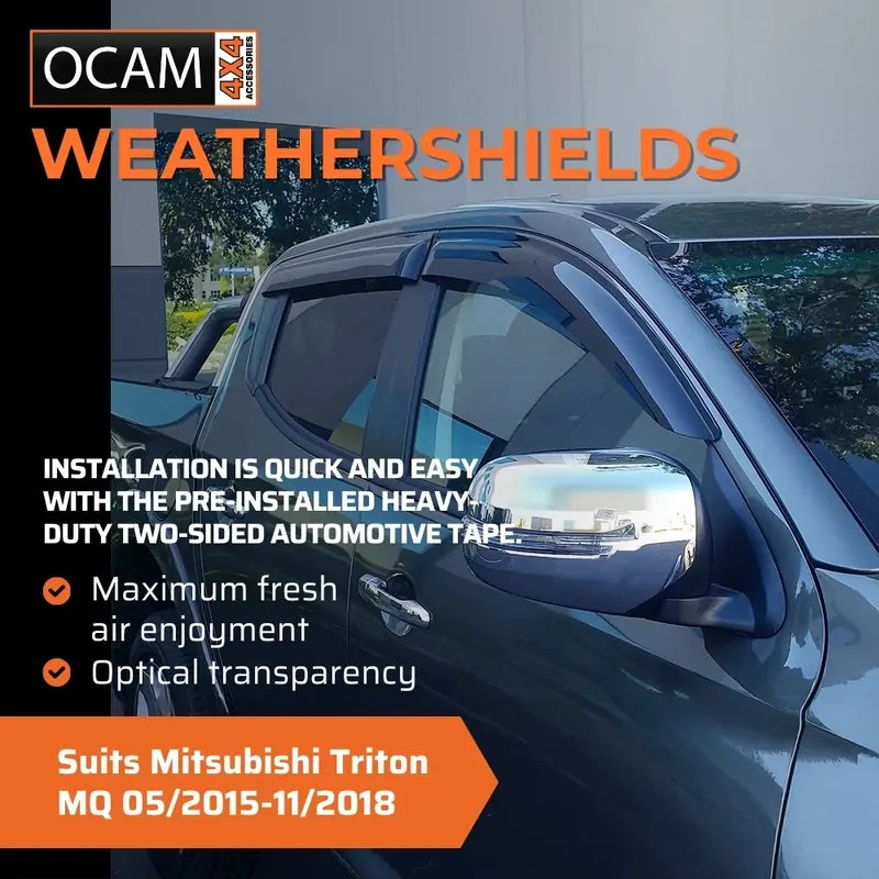 Bonnet Protector, Weathershields For Mitsubishi Triton MQ 05/2015-11/2018 Cab Chassis – additional photo