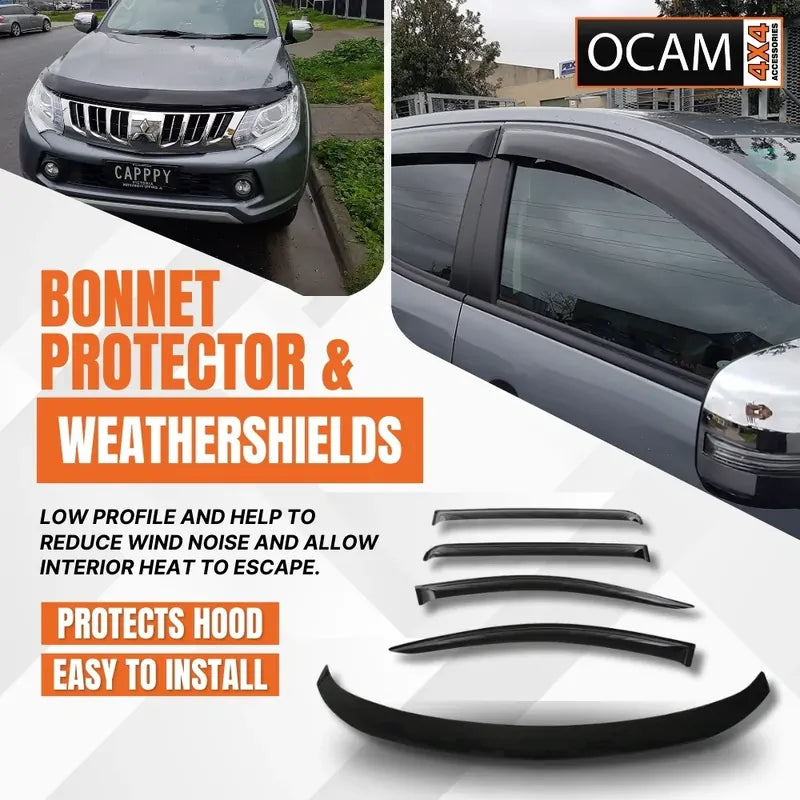 Bonnet Protector, Weathershields For Mitsubishi Triton MQ 05/2015-11/2018 Cab Chassis – additional photo