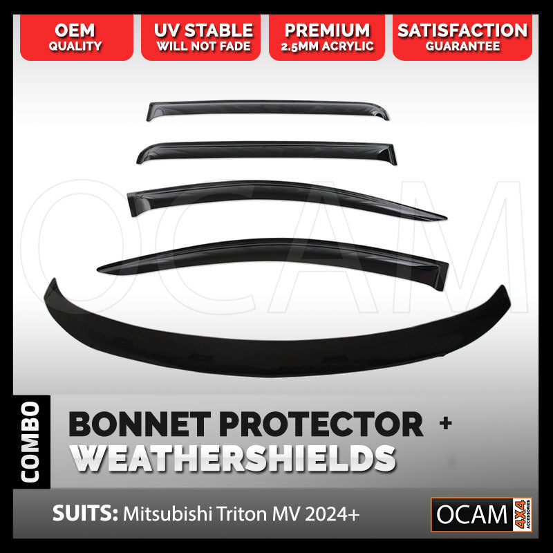 Bonnet Protector, Weathershields for Mitsubishi Triton MV 2024-Current Visors – additional photo