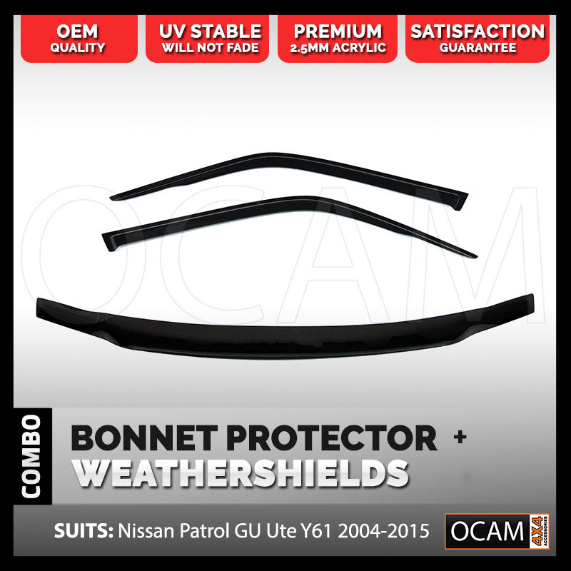Bonnet Protector, Weathershields For Nissan Patrol GU UTE 2006 - 15 Visors – additional photo