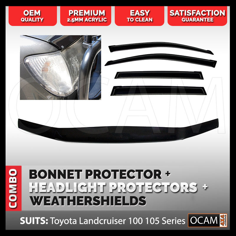 Bonnet, Headlight Protectors, Weathershields For Toyota Landcruiser 100 Series – additional photo