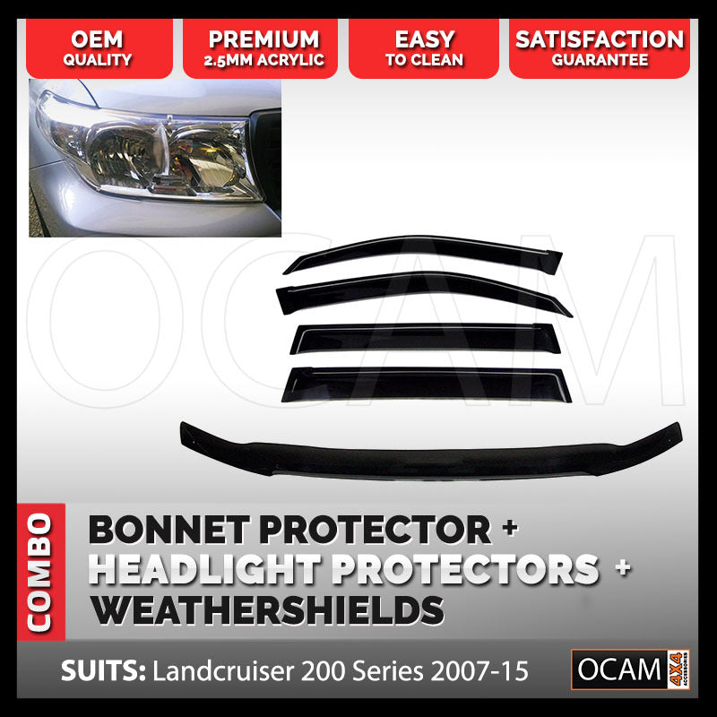 Bonnet, Headlight Protectors, Weathershields For Landcruiser 200 Series 2007-07/2015 – additional photo